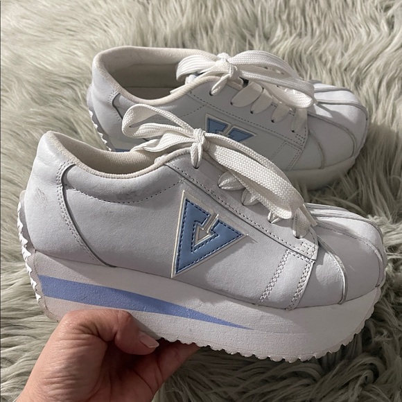 Vintage Volatile White and Light Blue Platform Sneakers - Picture 2 of 6